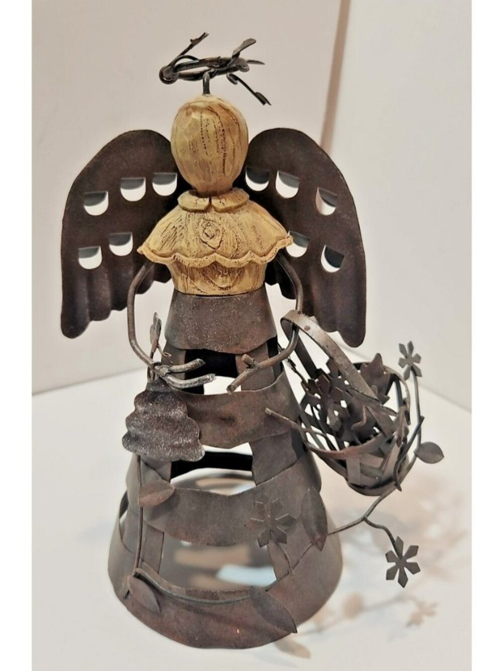 Brown Metal Gardening Angel Rustic Primitive Country 7" Tall Figurine